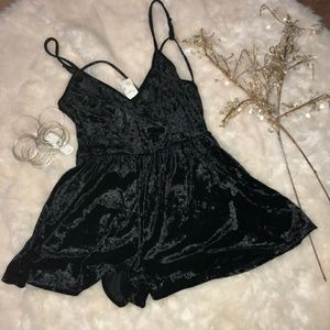 Little Black Velvet Flirty Romper - Date Night!